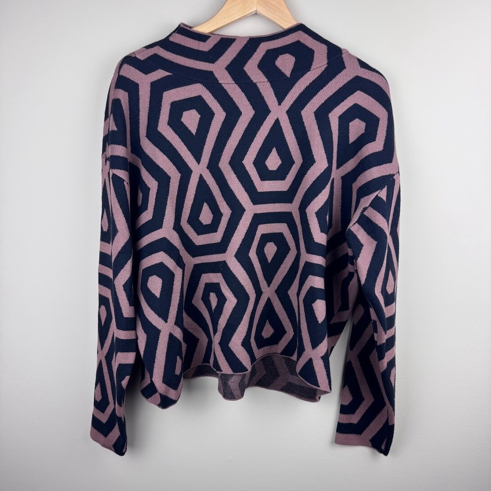 Maeve Anthropologie The Carys Mock-Neck Sweater Geometric Pullover Medium